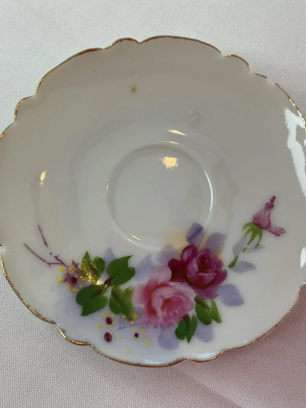 Vintage Miniature Japanese Hand Painted Cup & Saucer Set Cottage Dollhouse Tea‎